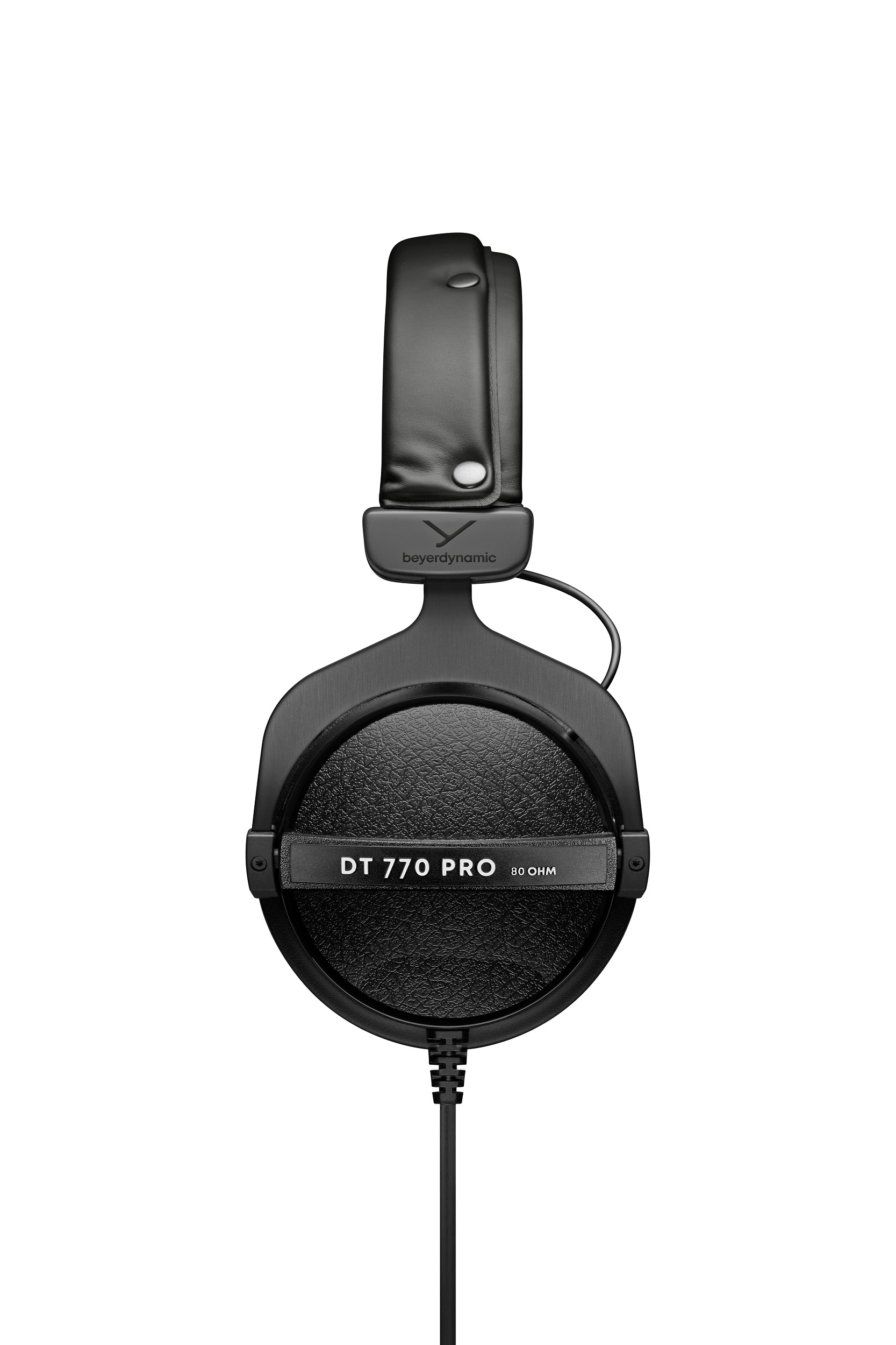 DT 770 PRO 80 Ohm Seitenansicht des Federstahl-Kopfbügels mit beyerdynamic Logo